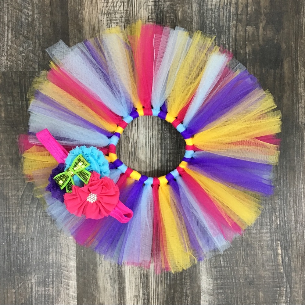Baby Tutu, Rainbow Tutu, Flower Headband, Props